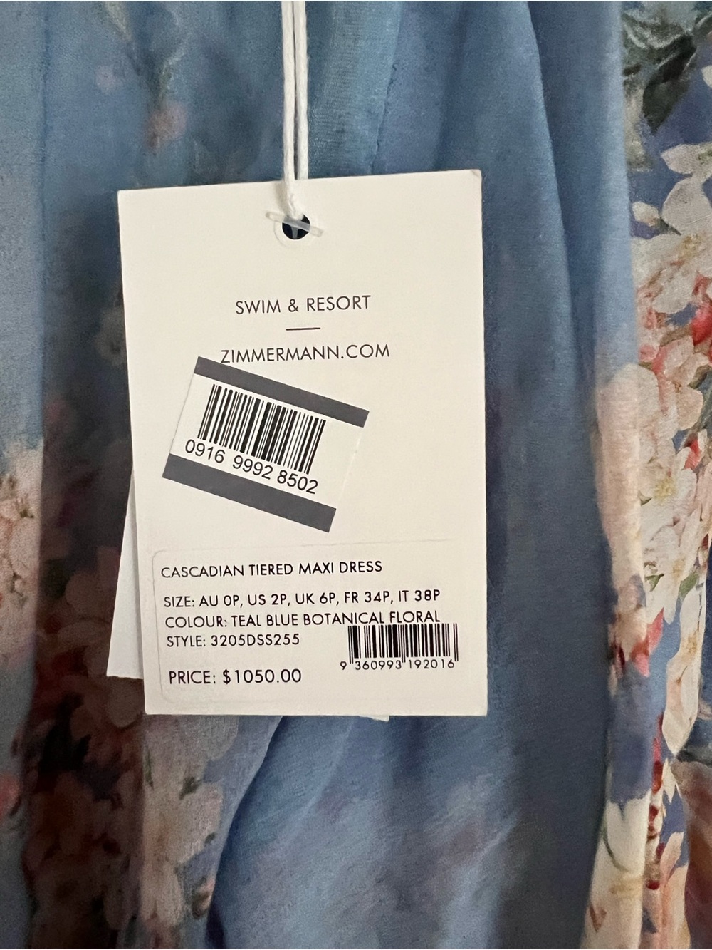 Zimmermann Teal Blue Botanical Floral Tiered Maxi Dress - Picture 5 of 8